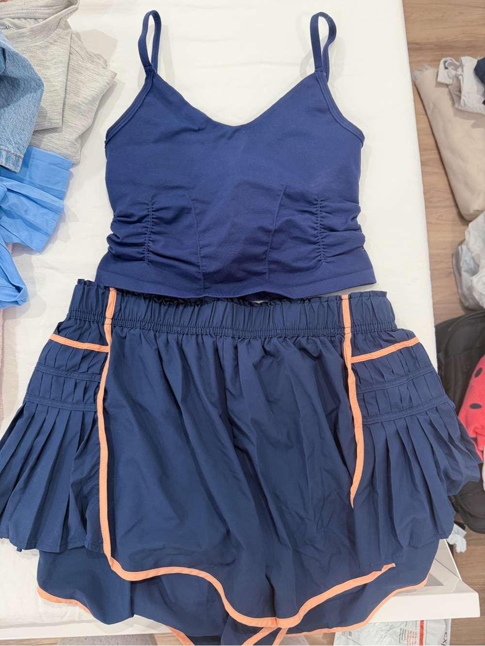 FP Movement Navy & Coral Stripe Athletic Shorts